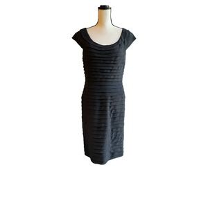 Adrianna Papell Sheath Dress Women's Size 12 Black Tiered Chiffon Ruffles